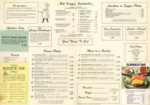 Bill Knapps - Old Menu Photo